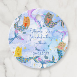 Etiquetas Para Lembrancinhas Parrmaid cat sermaid Watercolor aniversário