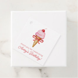 Etiquetas Para Lembrancinhas Parte Cone do Sorvete Rosa de Arco de Aquarela