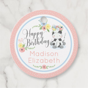 Etiquetas Para Lembrancinhas Partido de primeiro aniversario floral da vaca do