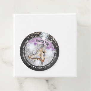 Etiquetas Para Lembrancinhas Partido Glitter de Silver de Patinação de Gelo P