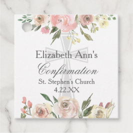 Etiquetas Para Lembrancinhas Partido Personalizado de Confirmação Floral Cor-de