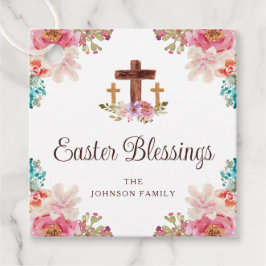 Etiquetas Para Lembrancinhas Páscoa Benção Floral Watercolor Cross