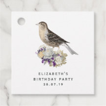 Pássaro Damask Floral Roxo e Marfim