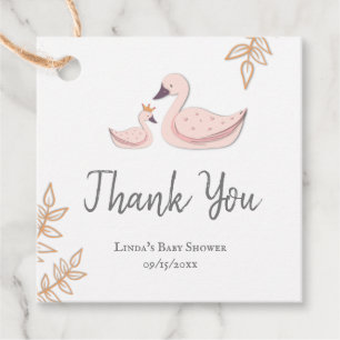 Etiquetas Para Lembrancinhas Pássaro Swan Rosa Simples Obrigado Chá de fraldas