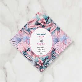 Etiquetas Para Lembrancinhas Pasta tropical moderna, cor azul-rosa, oh chá de f