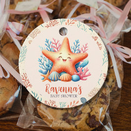 Etiquetas Para Lembrancinhas Pastel Ocean Starfish Custom Name Baby Shower