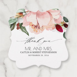 Etiquetas Para Lembrancinhas Peach Blush e Burgundy Weding Obrigado