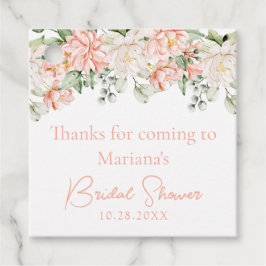 Etiquetas Para Lembrancinhas Peach Ivory Floral Chá de panela