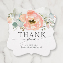 Etiquetas Para Lembrancinhas Peach Watercolor Flower Wedding Obrigado