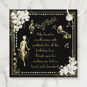 Etiquetas Para Lembrancinhas Pearls White Floral Art Deco Gatsby 20s Aniversári