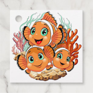 Etiquetas Para Lembrancinhas Peixe palhaço Desenho animado Fofo Família Subaquá