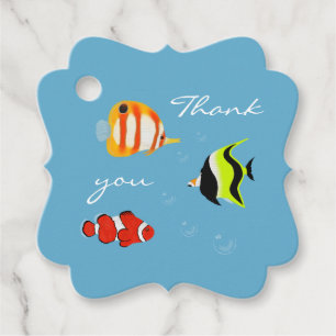 Etiquetas Para Lembrancinhas Peixes Marinhos Decorativos Sob a Caverna Marinha 