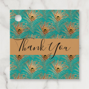 Etiquetas Para Lembrancinhas Penas de Peacock com Glitter Elegante Personalizad