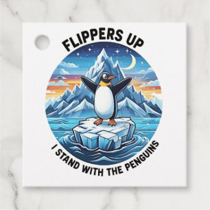 Etiquetas Para Lembrancinhas Penguin Engraçado Resiste Protesto Contra Tarrifs