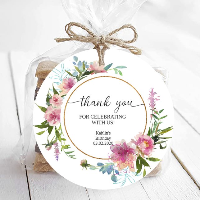 Etiquetas Para Lembrancinhas Pêonias Rosa Aniversário (Criador carregado)