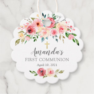 Etiquetas Para Lembrancinhas Peonies Rosa Floral Primeira Comunhão Sagrada