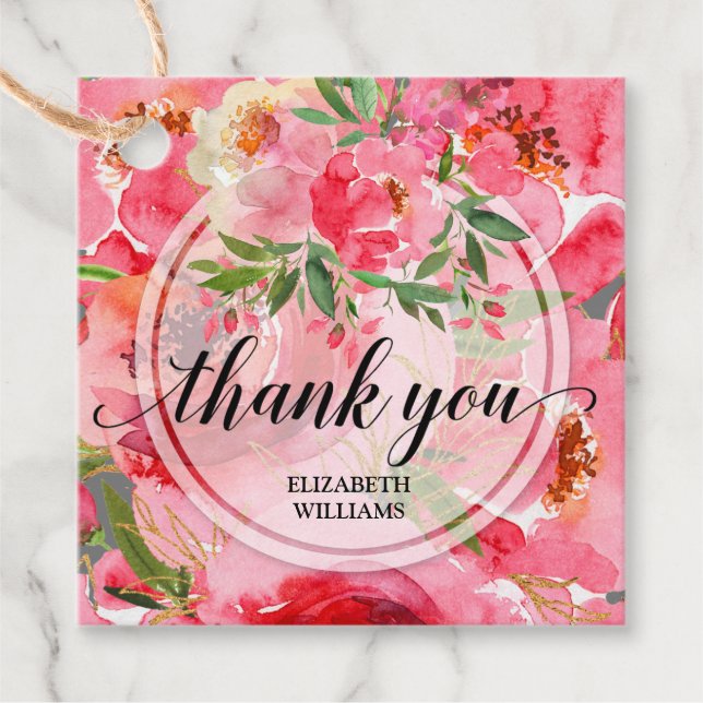 Etiquetas Para Lembrancinhas Peony Flowers Obrigado (Frente)