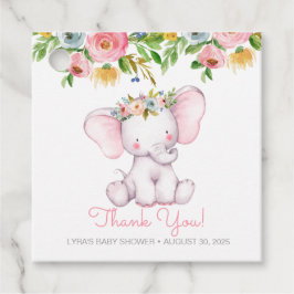 Etiquetas Para Lembrancinhas Pequeno Chá de fraldas Floral De Elefante Obrigado