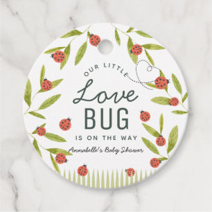Etiquetas Para Lembrancinhas Pequeno Inseto Ladybug Leaf Chá de fraldas Obrigad