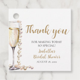 Etiquetas Para Lembrancinhas Pérolas Douradas Elegantes e Chá de panela Prosecc