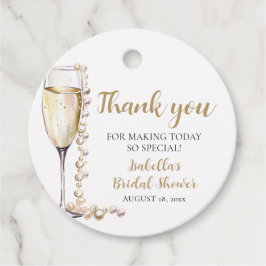 Etiquetas Para Lembrancinhas Pérolas Douradas Elegantes e Chá de panela Prosecc