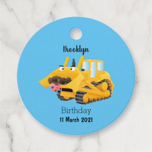 Etiquetas Para Lembrancinhas Personagem de desenho animado de bulldozer amarelo