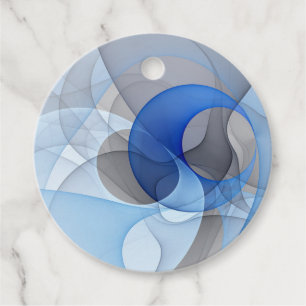 Etiquetas Para Lembrancinhas Personalização da Arte Fractal da Cinza Azul Moder