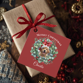 Etiquetas Para Lembrancinhas Personalized Pet Christmas with Wreath & Name