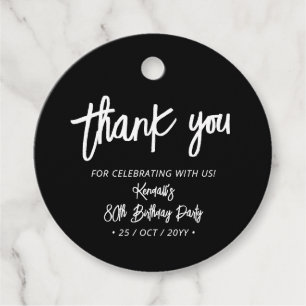 Etiquetas Para Lembrancinhas Pincel Chic Preto Script Aniversário Obrigado