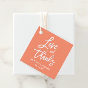 Etiquetas Para Lembrancinhas Pincel com amor e Obrigados de casamento Peach