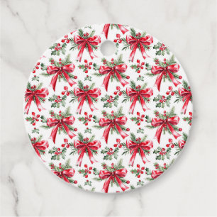 Etiquetas Para Lembrancinhas Pine de Natal Boughes e Arco Vermelho