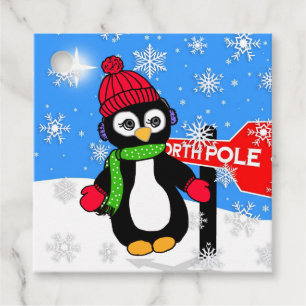 Etiquetas Para Lembrancinhas Pinguim-de-inverno e flocos de neve
