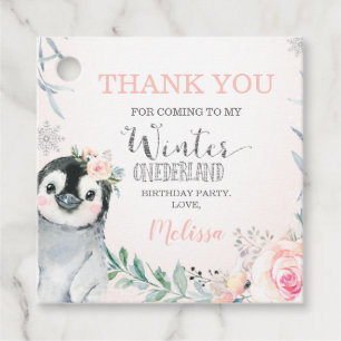 Etiquetas Para Lembrancinhas Pinguim-de-prata rosa Pinguim-de-inverno Onederlan