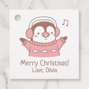 Etiquetas Para Lembrancinhas Pinguim Fofo de Suéter, Personalizado de Natal