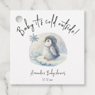 Etiquetas Para Lembrancinhas Pinguim fofo do Ártico - bebê, está frio lá fora