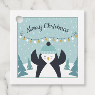Etiquetas Para Lembrancinhas Pinguim Gelado de Arte de Inverno Feliz Natal