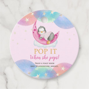 Etiquetas Para Lembrancinhas Pinguim Rosa, Chá de fraldas Rosa, Bonito, Pop Qua