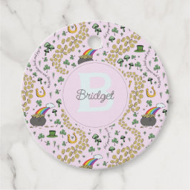 Etiquetas Para Lembrancinhas Pink Cute n' Curvy Shamrocks Nome Rapariga St Patr