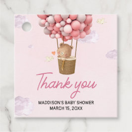 Etiquetas Para Lembrancinhas Pink Hot Air Balloon Up and Away Favor Tags