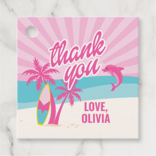 Etiquetas Para Lembrancinhas Pink Malibu Beach Palm Birthday