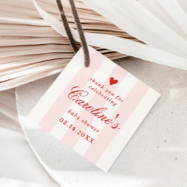Etiquetas Para Lembrancinhas Pink Stripe Heart Valentine Baby Shower