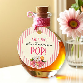 Etiquetas Para Lembrancinhas Pink Stripes Floral "Take A Shot when She Pops!"