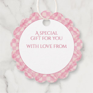 Etiquetas Para Lembrancinhas PINK VERIFIQUE QUILT Scalloped Gift Tags / Branco