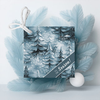 Etiquetas Para Lembrancinhas Pintado Árvores de Natal Blue ID1008