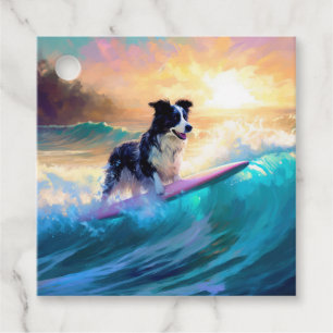 Etiquetas Para Lembrancinhas Pintura de Navegação na Praia de Border Collie