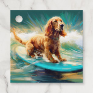 Etiquetas Para Lembrancinhas Pintura de surf em praia em Cocker Spaniel
