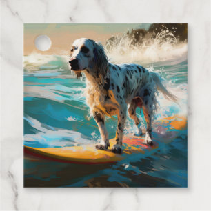 Etiquetas Para Lembrancinhas Pintura de Surf na Praia do Setter Inglês