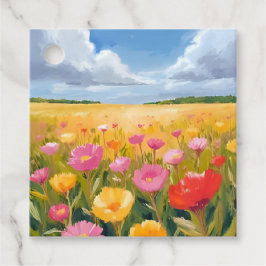 Etiquetas Para Lembrancinhas Pintura em aquarela de paisagem de campo de flores