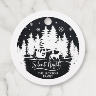 Etiquetas Para Lembrancinhas Pinus noturnos silenciosos flocos de neve preto e