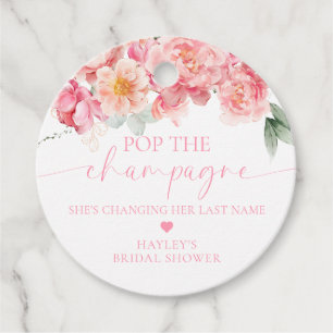 Etiquetas Para Lembrancinhas Piper Peony Floral Estoure o Champanhe Chuveiro de
